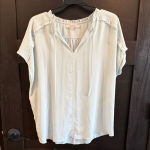 LOFT Soft Blue Drawstring Blouse